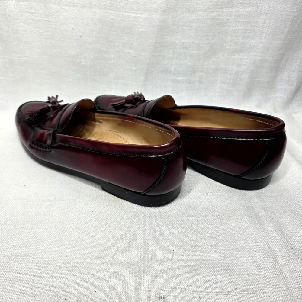 Cole Haan Tassel Loafers Mens 11 B Burgundy Leather Dress Shoes Business‎ Casual